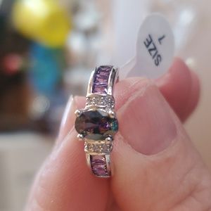 Elegant Silver and Purple Women's Ring